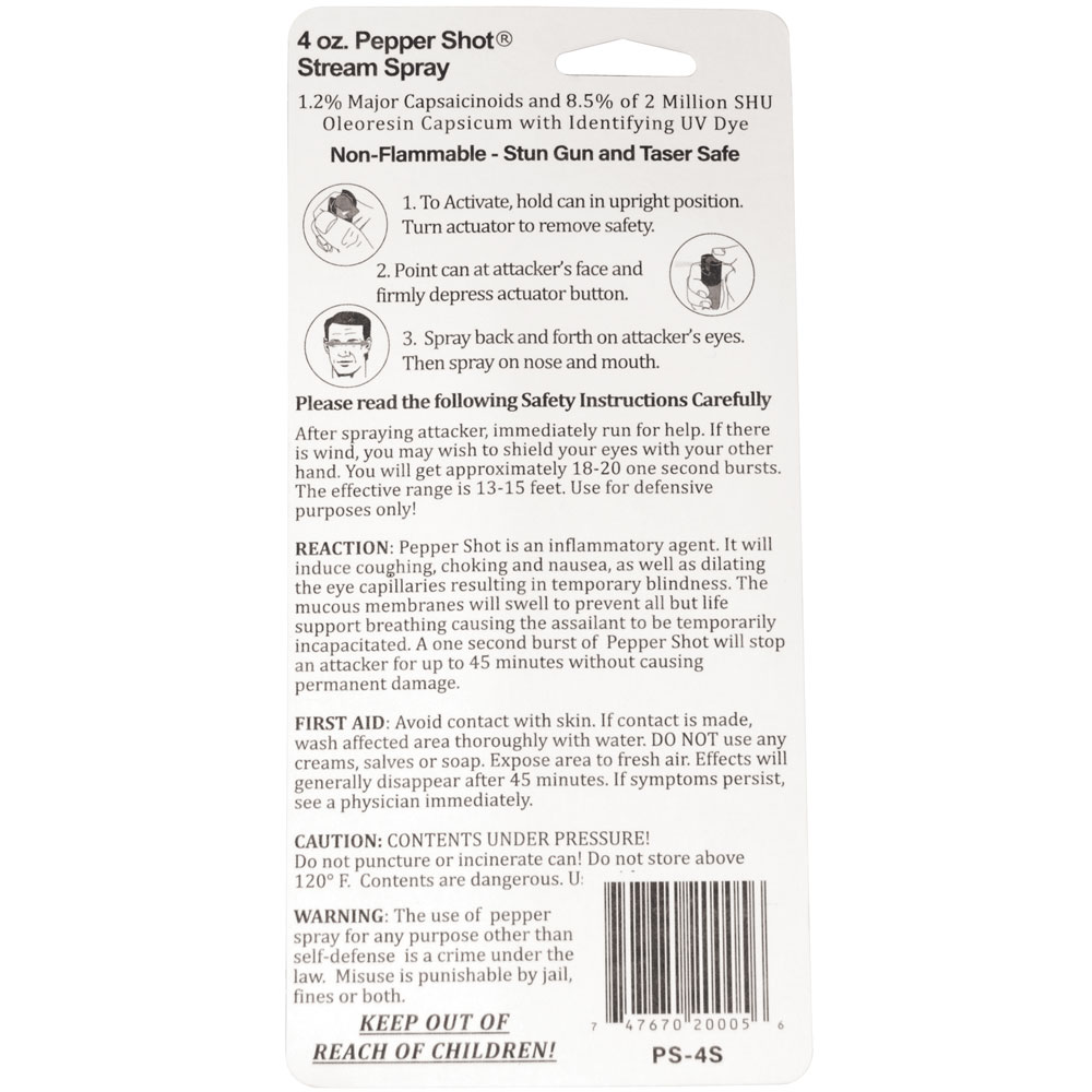 Pepper Shot 1.2% MC 4 oz pepper spray stream view 2